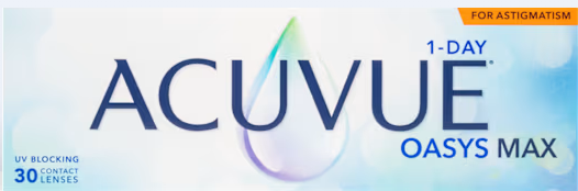 Acuvue Oasys Max 1-Day for Astigmatism contact lens packaging