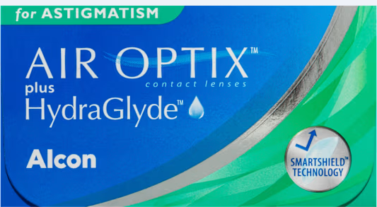 Air Optix Plus HydraGlyde for Astigmatism contact lens packaging